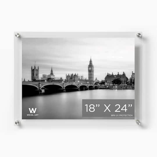 Wexel Art Double Panel Clear Acrylic Floating Wall Frame with Silver Hardware